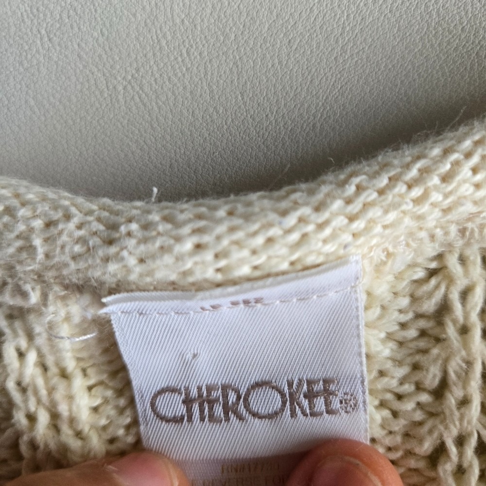 Ivory Cable Knit 100% Cotton Rolled Neck Sweater XL Preppy Fisherman Minimalist - Picture 6 of 10